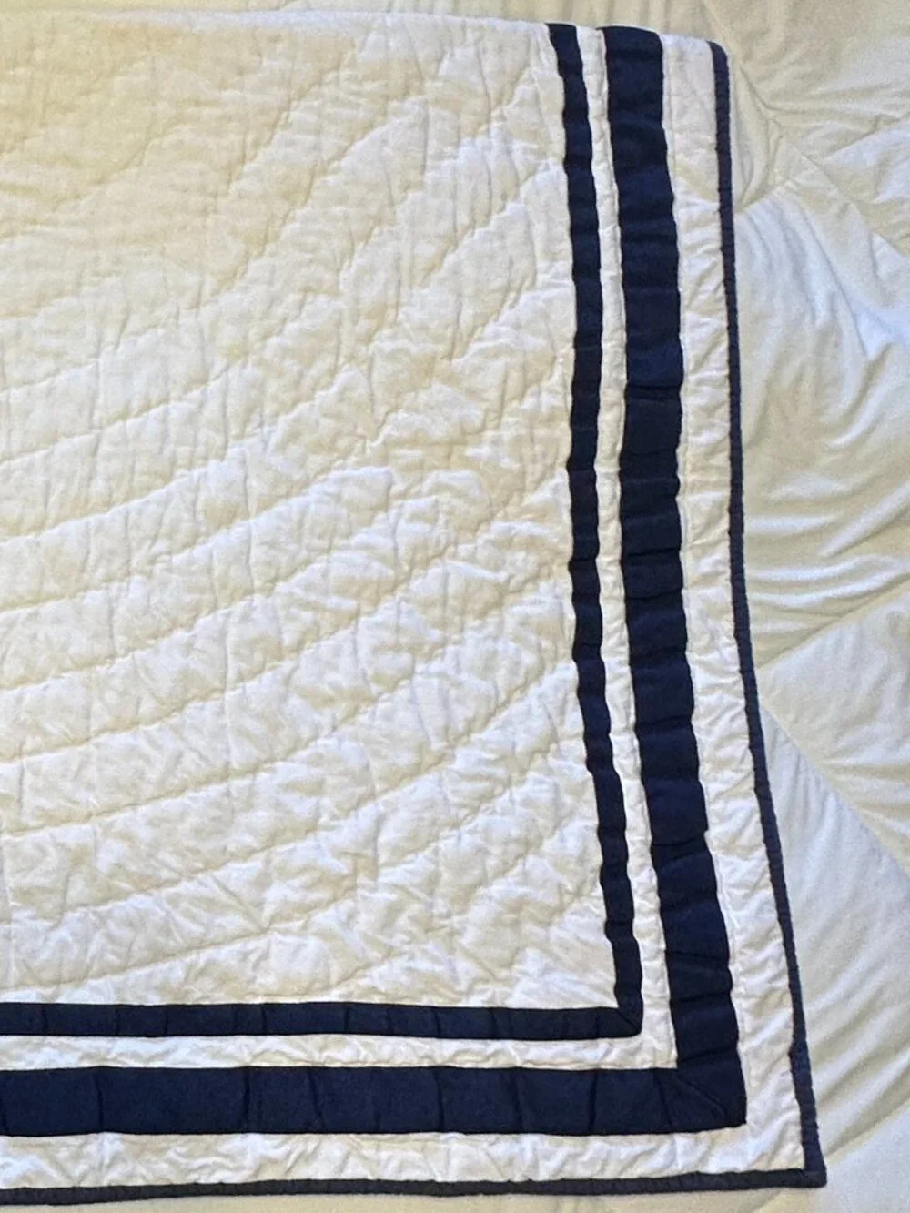 Pottery Barn Kids Nautical Sailboat Crib Quilt Coastal Baby Blanket 50x36